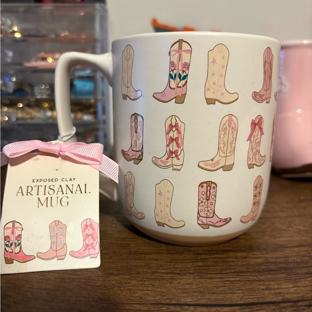 Mug with Pink Boot Pattern